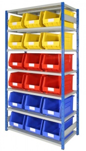 Shelving Bay with 18 Rhino Tuff Bin50 Parts Storage Bins